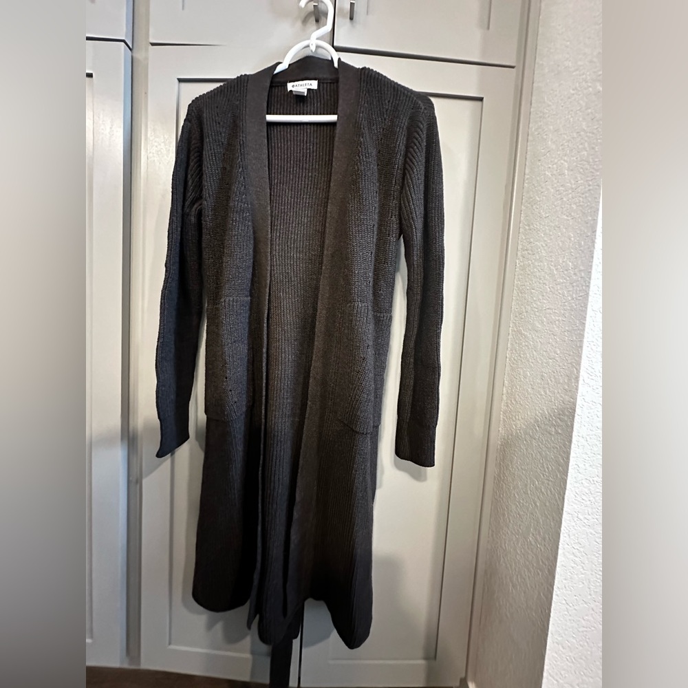 Athleta Chocolate Brown Duster Cardigan XXS fits XS